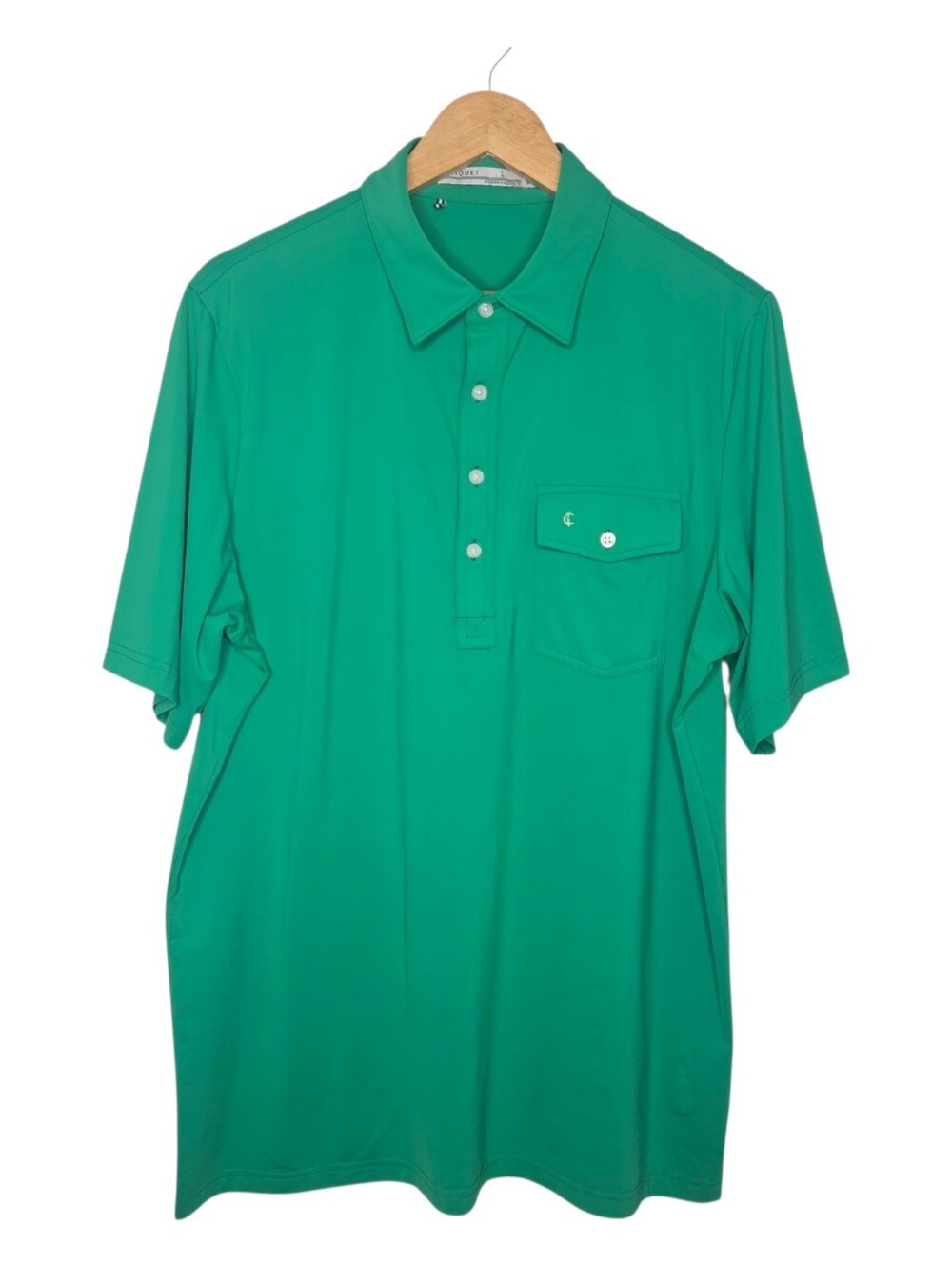 Criquet Mens Augusta Green Performance Players Golf Polo Shirt Large